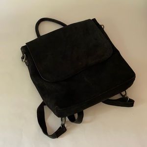 Free People black leather hobo backpack